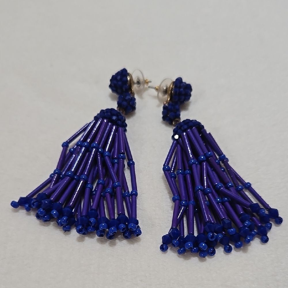 Purple and Blue Beaded Earrings